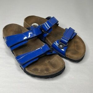 Birkenstock Birki Madura Ultra Blue Adjustable Strap Patent Leather Size 38 US 7